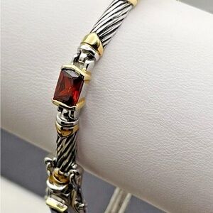 Vintage Tennis Bracelet Multicolor Cubic Zirconia 7”